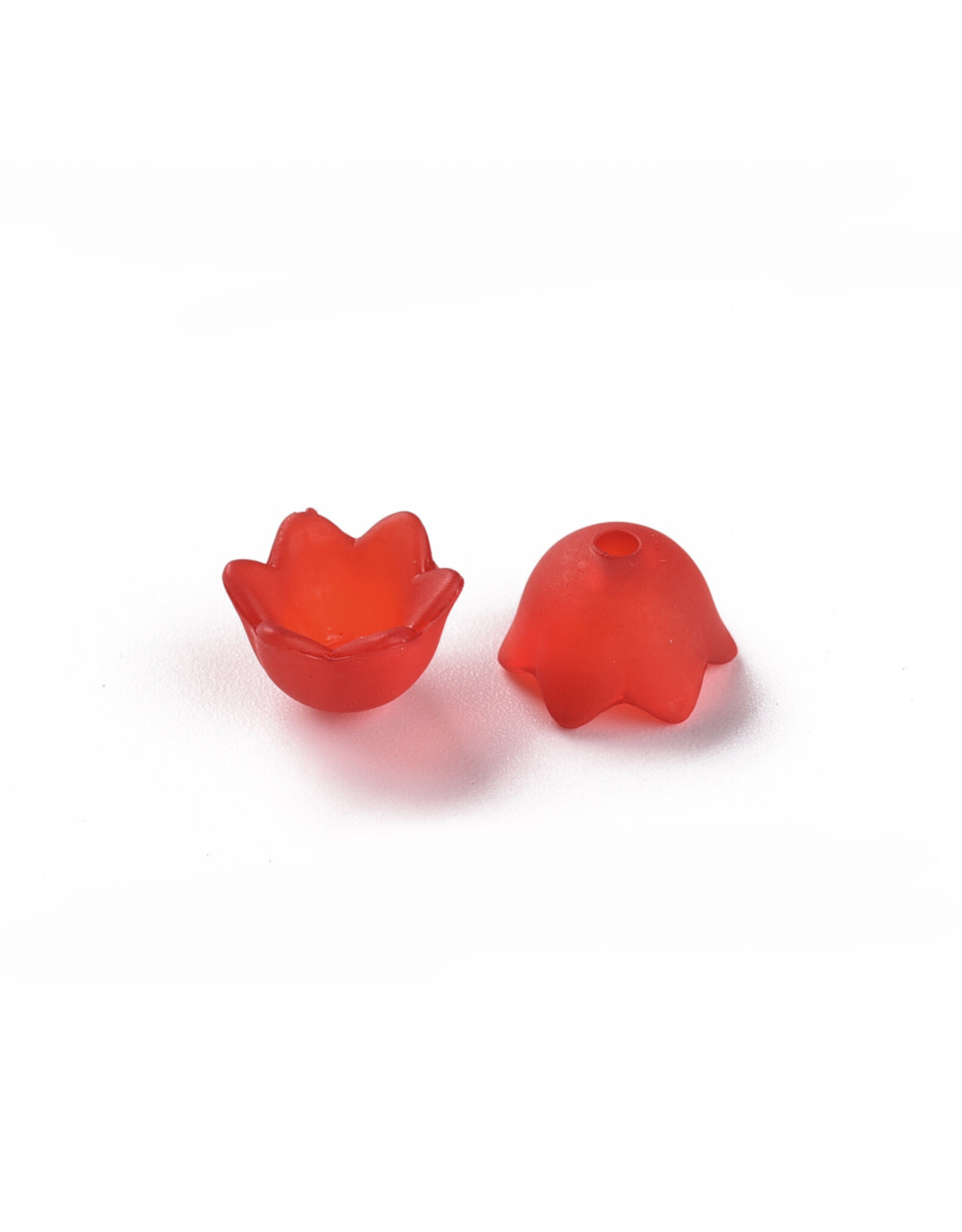 6x9mm Acrylic Bell Flower Cap Red Matte  x100