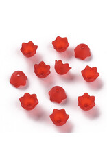 6x9mm Acrylic Bell Flower Cap Red Matte  x100