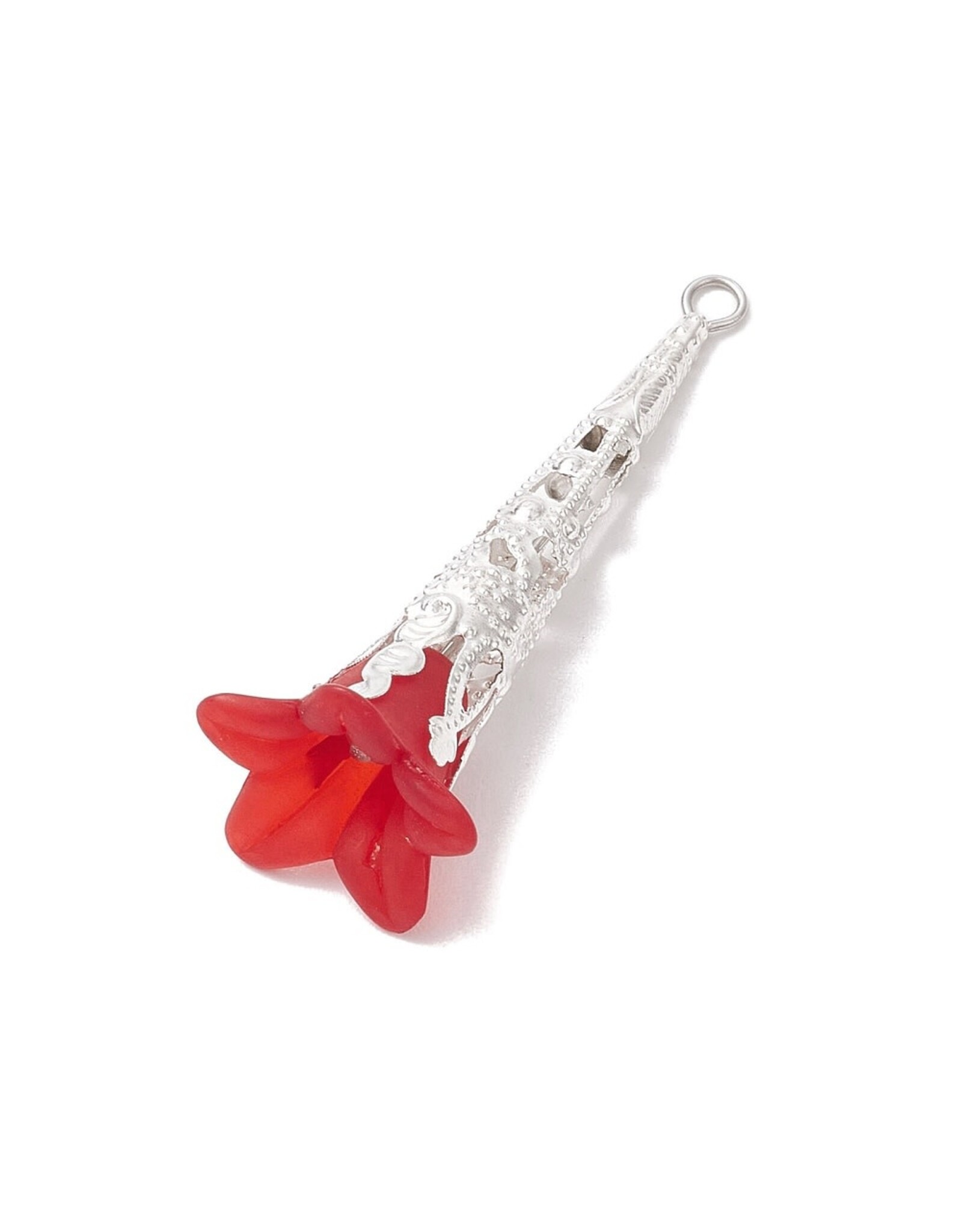 50x18mm Acrylic Flower with Metal Cone Assorted Colour Matte  x5 Pair