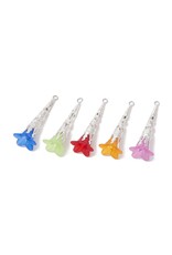 50x18mm Acrylic Flower with Metal Cone Assorted Colour Matte  x5 Pair