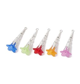 50x18mm Acrylic Flower with Metal Cone Assorted Colour Matte  x5 Pair