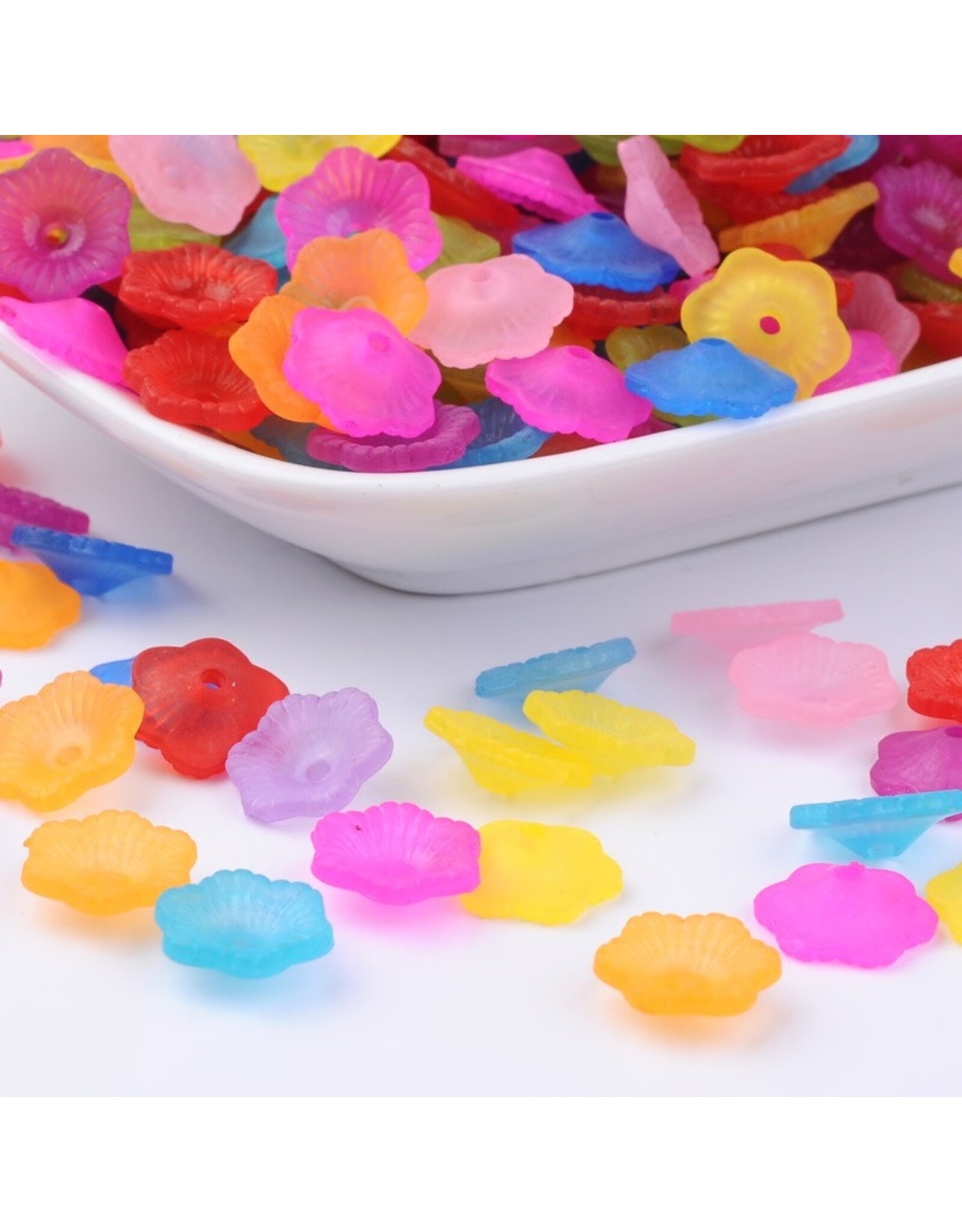 11mm Acrylic Flower  Mixed Colours x100