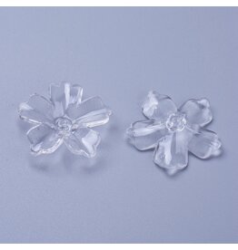 30mm Acrylic Flower  Clear x12