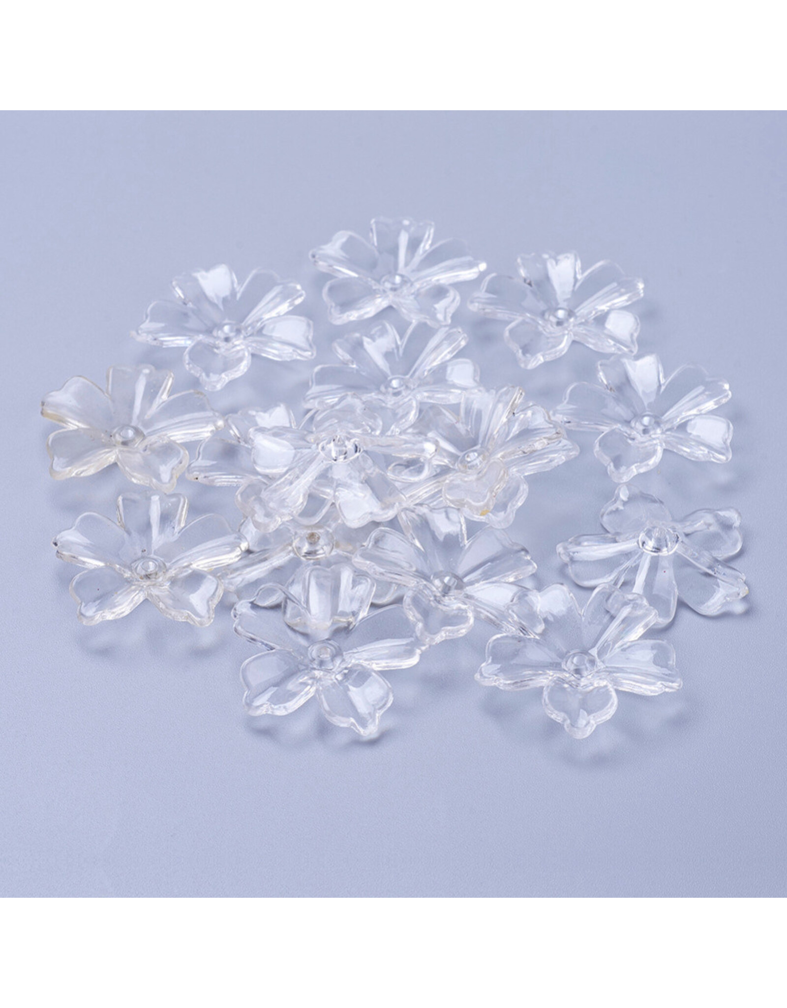 30mm Acrylic Flower  Clear x12