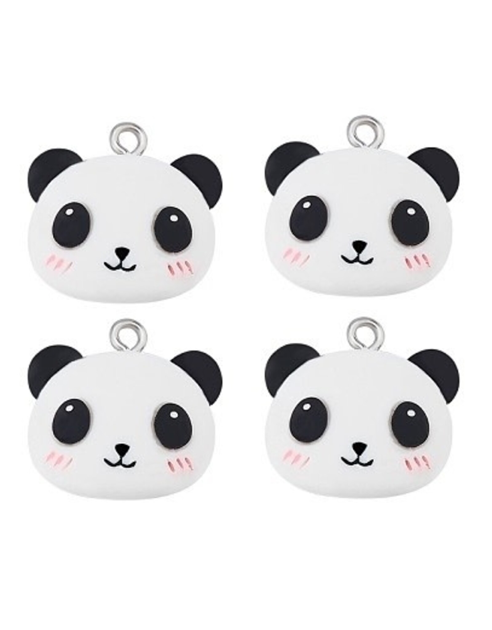 Panda Pendant Resin 20mm  x4
