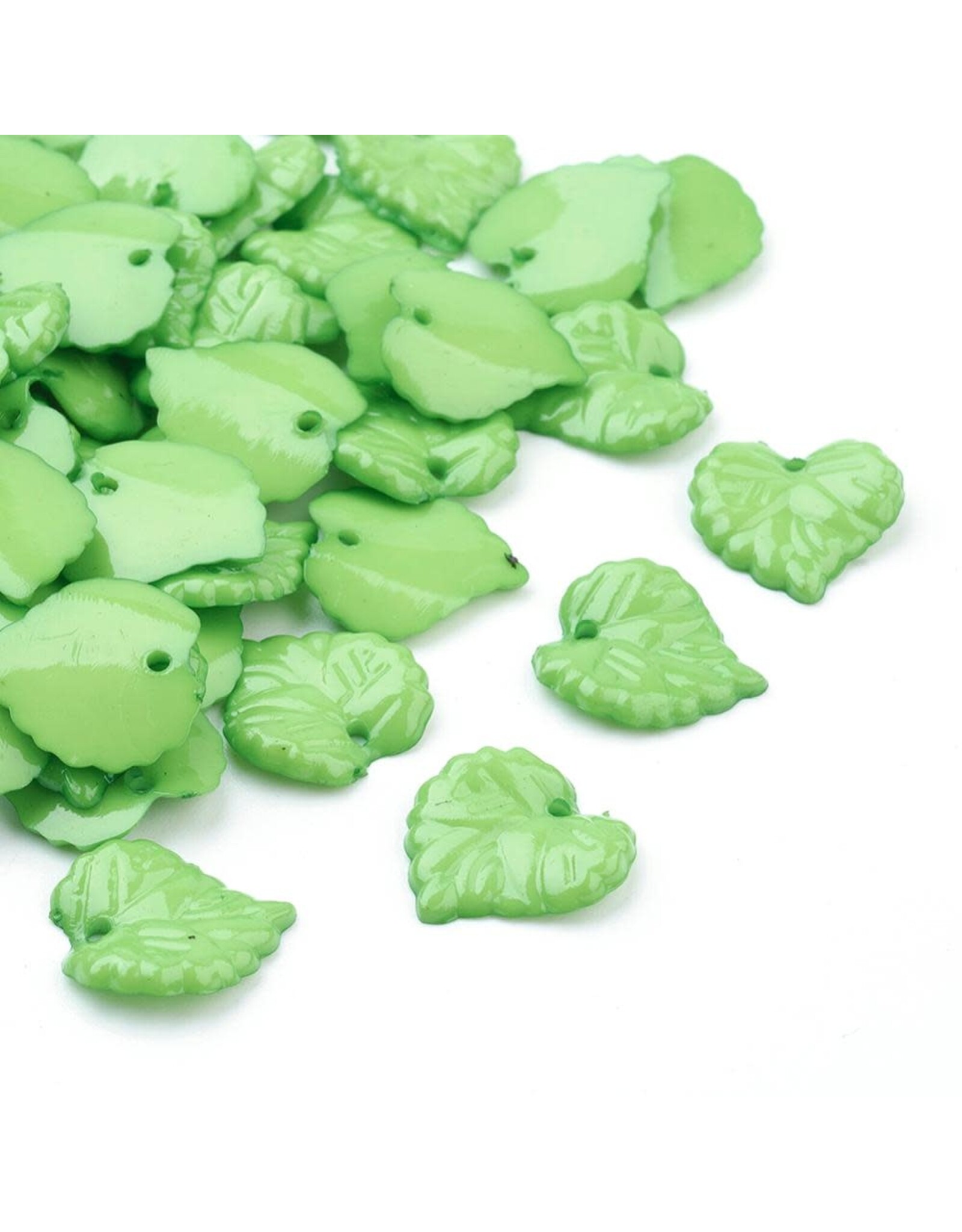 Leaf Acrylic Opaque  Green 16mm