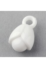 Flower Charm White   19x12mm   x30