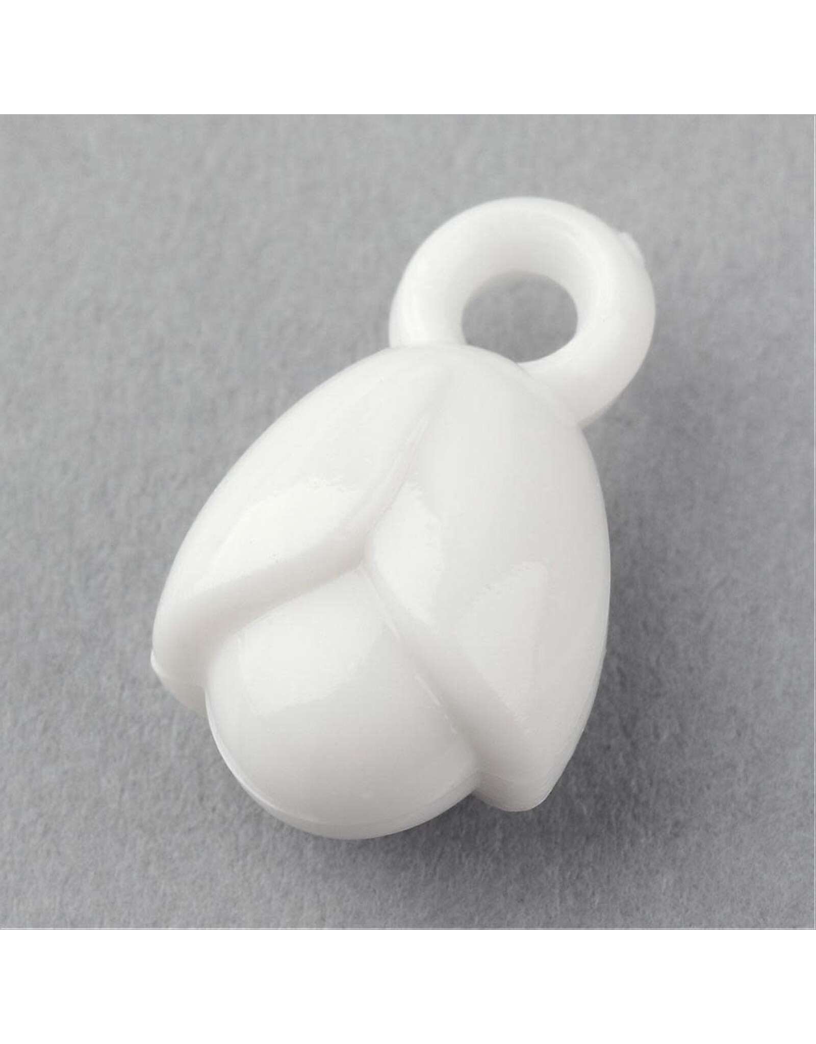 Flower Charm White   19x12mm   x30