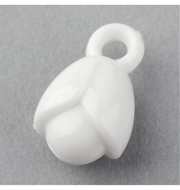 Flower Charm White   19x12mm   x30