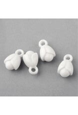Flower Charm White   19x12mm   x30