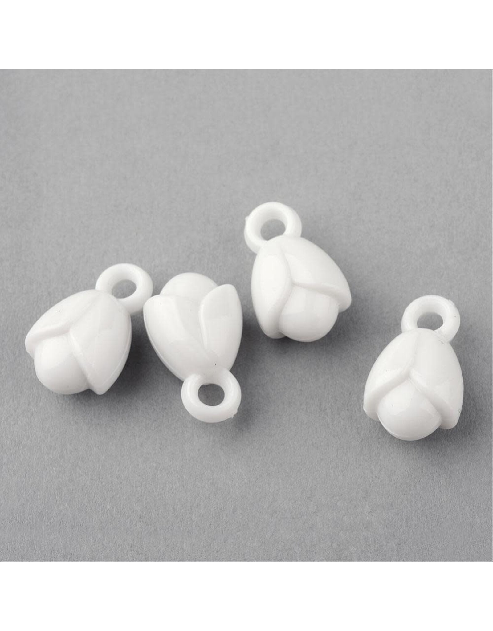 Flower Charm White   19x12mm   x30