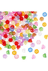 6x9mm Acrylic Bell Flower Cap Transparent Multi Mix  x100