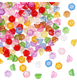 6x9mm Acrylic Bell Flower Cap Transparent Multi Mix  x100
