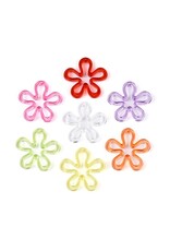 42mm Acrylic Flower Pendant Random Colours x5 Pair