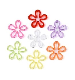 42mm Acrylic Flower Pendant Random Colours x5 Pair