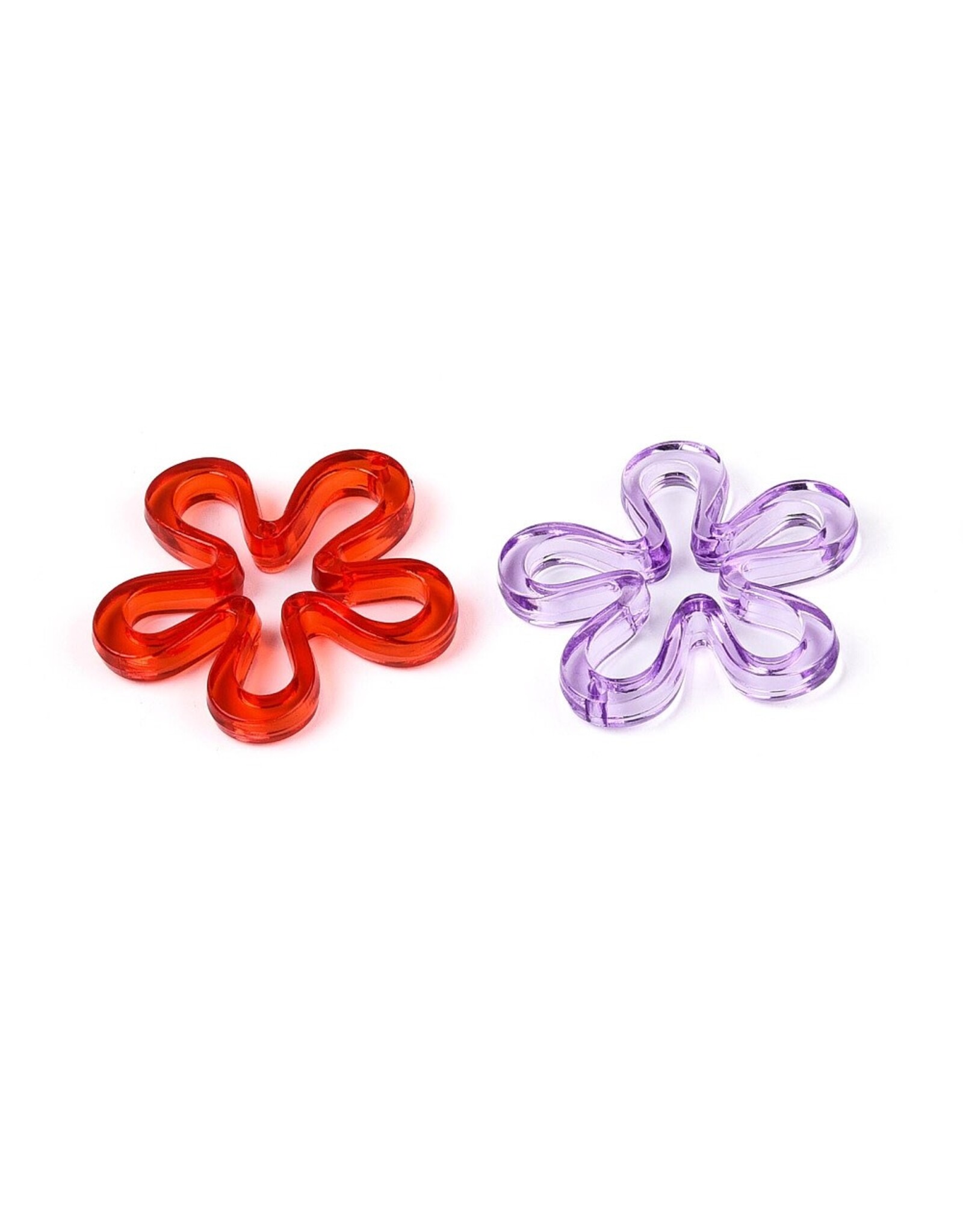 42mm Acrylic Flower Pendant Random Colours x5 Pair