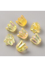 10mm Acrylic Bell Flower Cap  Transparent Yellow AB  x50