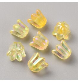 10mm Acrylic Bell Flower Cap  Transparent Yellow AB  x50