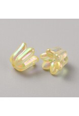 10mm Acrylic Bell Flower Cap  Transparent Yellow AB  x50