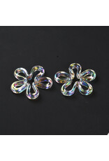 42mm Acrylic Flower Pendant Clear AB x3 Pair