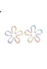 42mm Acrylic Flower Pendant Clear AB x3 Pair