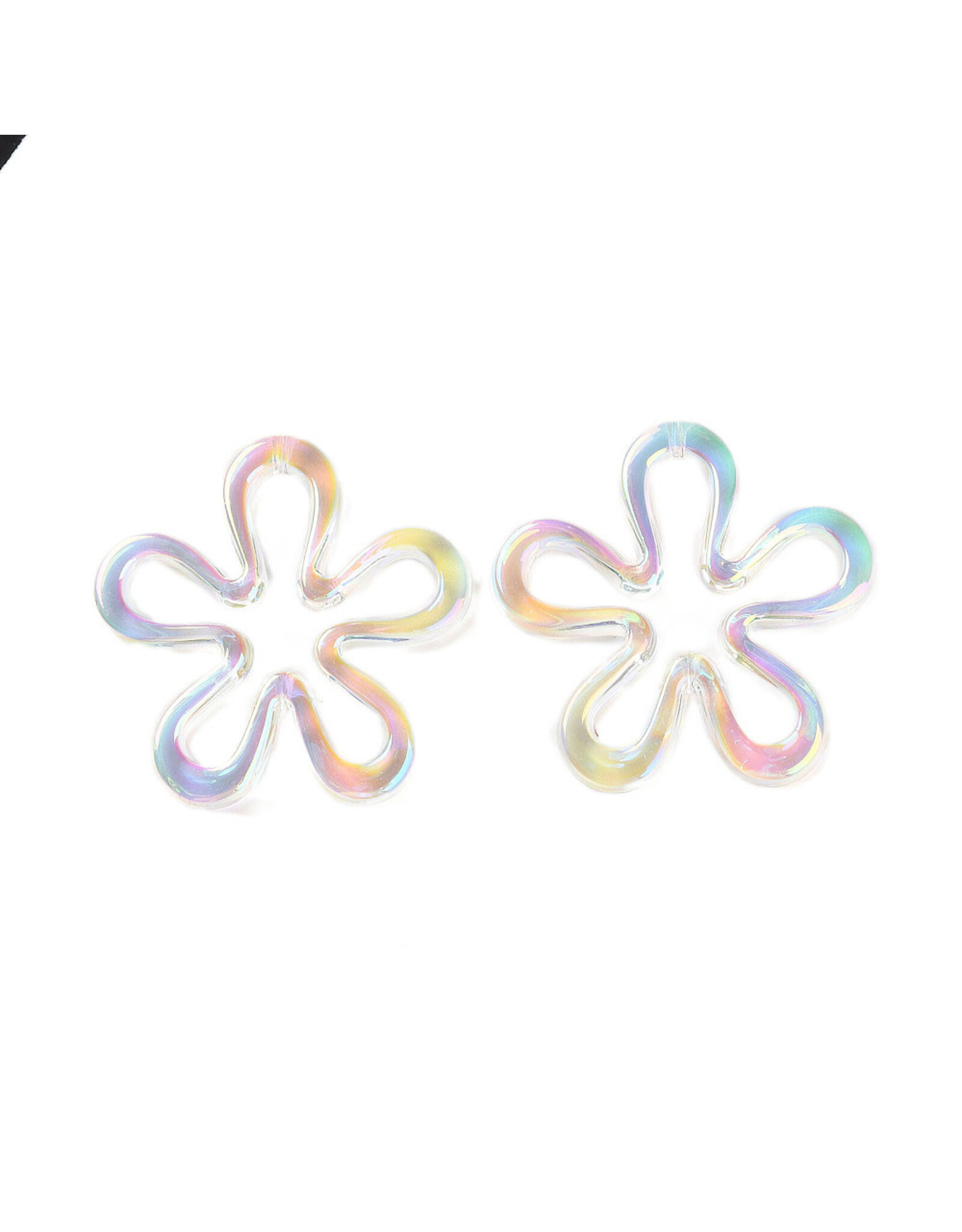 42mm Acrylic Flower Pendant Clear AB x3 Pair