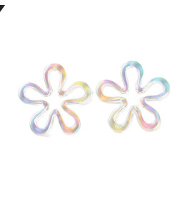 42mm Acrylic Flower Pendant Clear AB x3 Pair