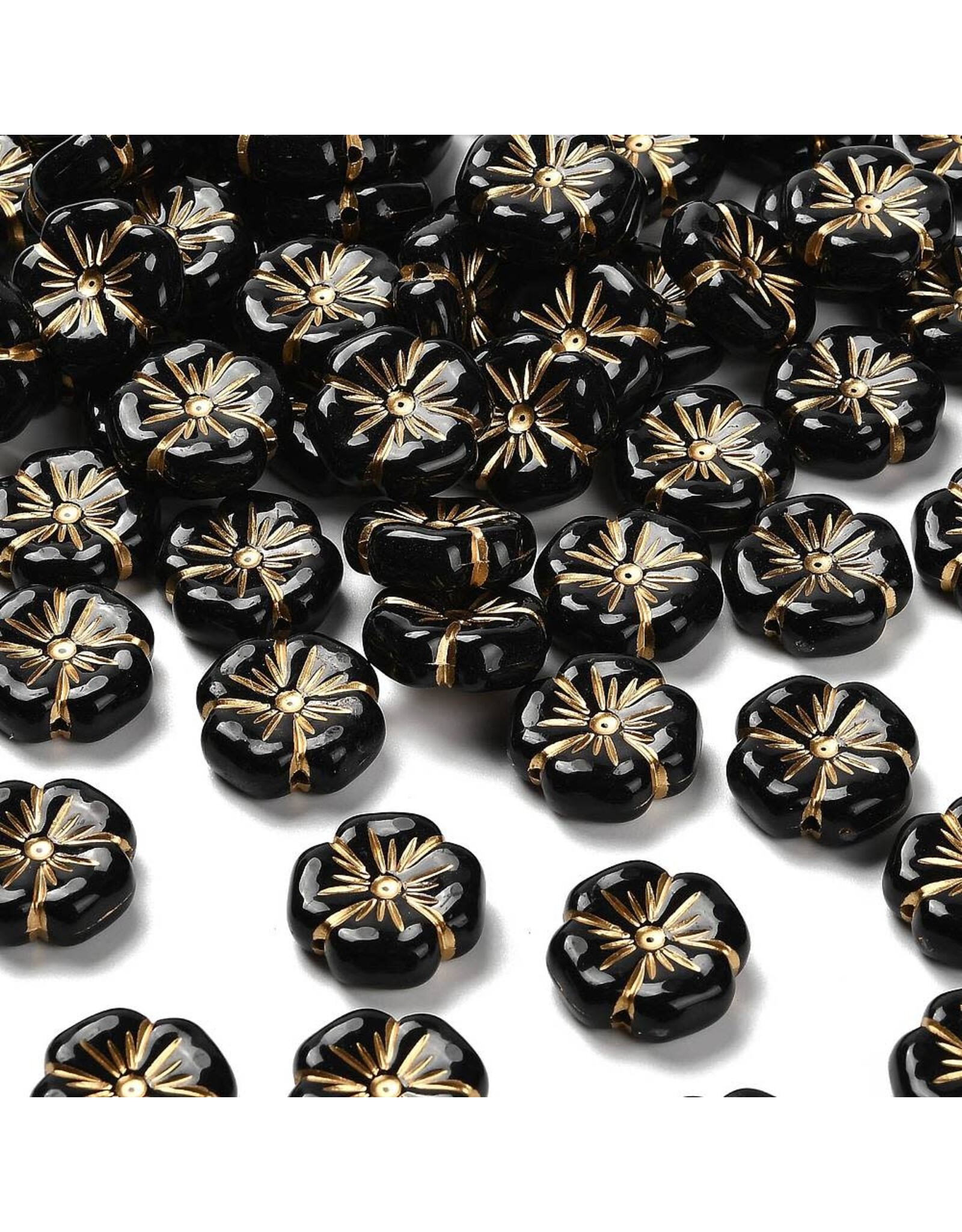 20mm Acrylic  Flower With Gold Metallic  x20