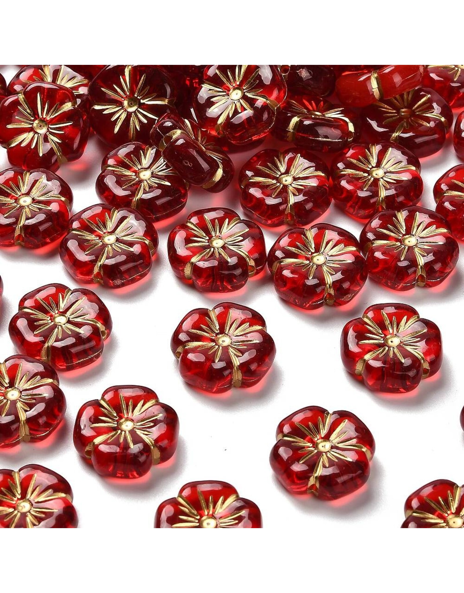 20mm Acrylic  Flower With Gold Metallic  x20