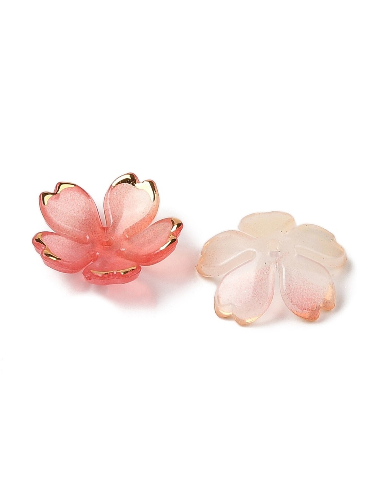 18x5mm Acrylic Flower With Gold   x50