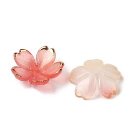 18x5mm Acrylic Flower With Gold   x50