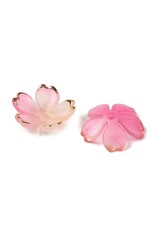 18x5mm Acrylic Flower With Gold   x50