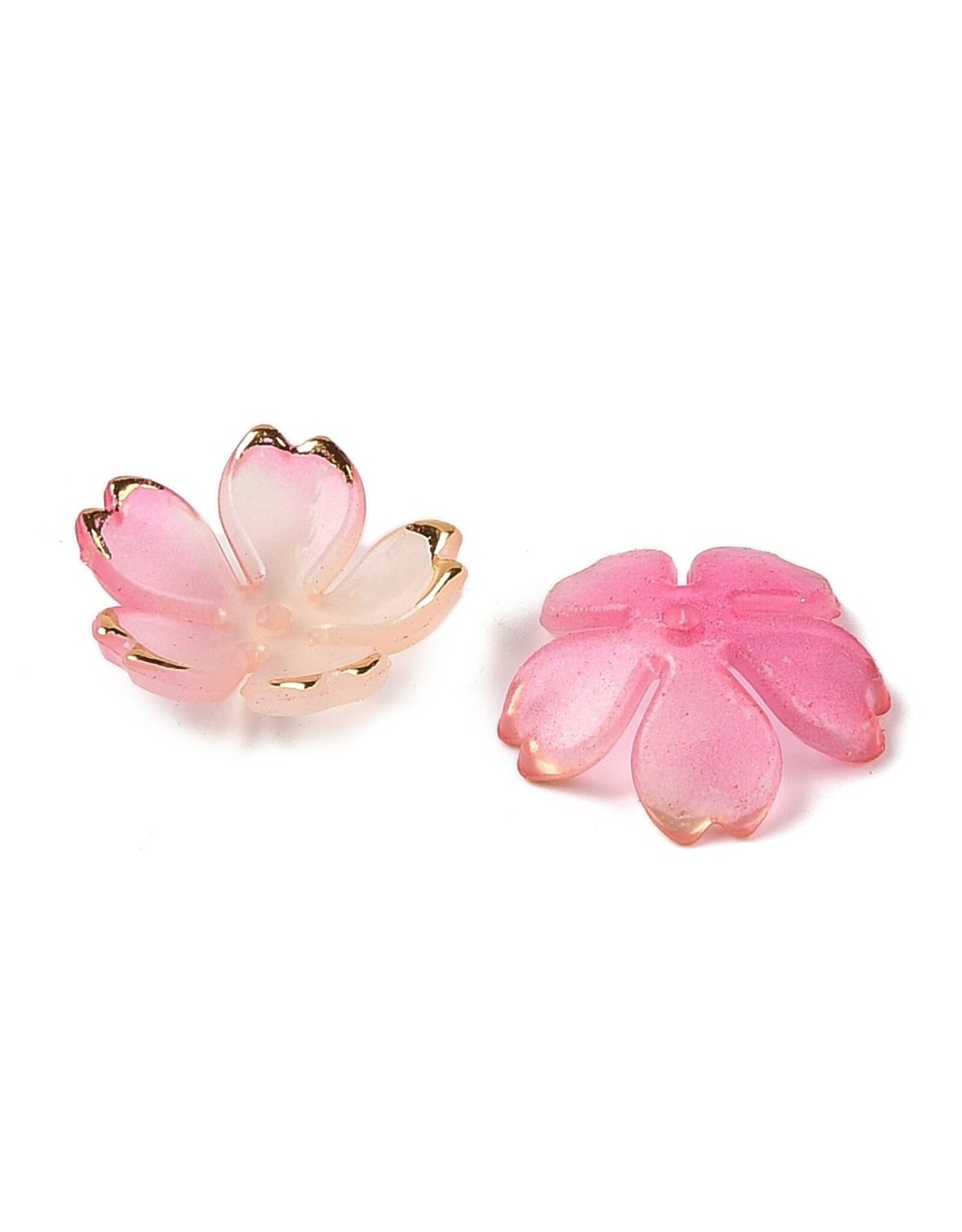 18x5mm Acrylic Flower With Gold   x50