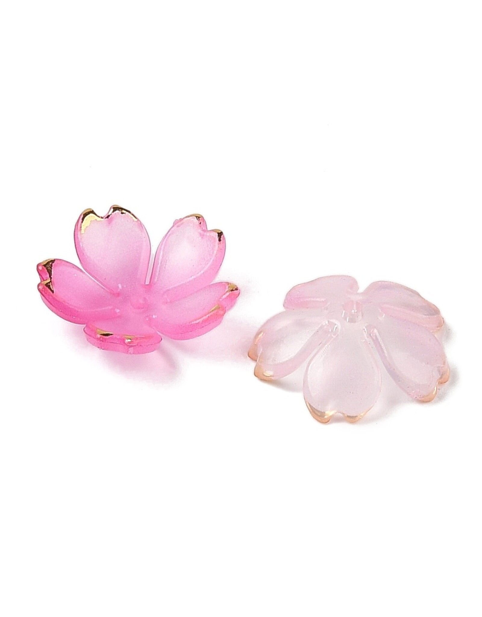 18x5mm Acrylic Flower With Gold   x50