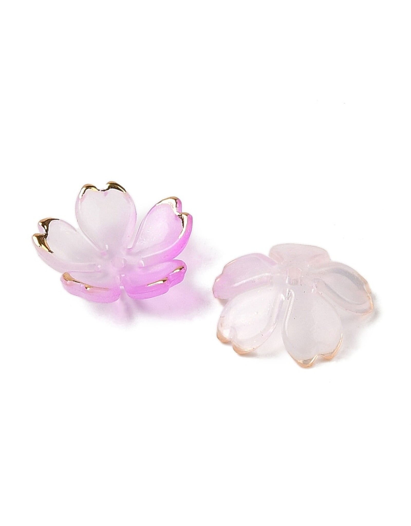 18x5mm Acrylic Flower With Gold   x50