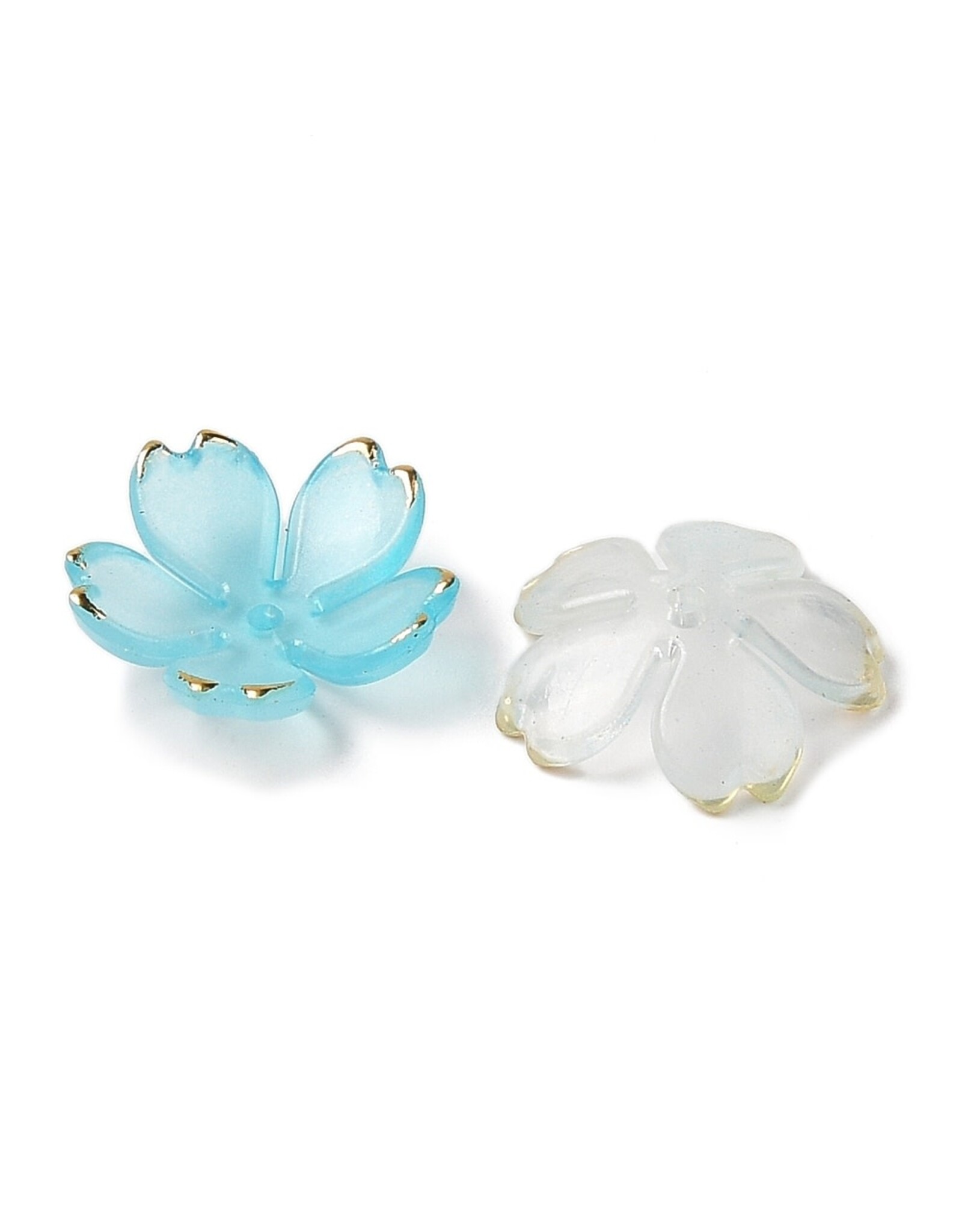 18x5mm Acrylic Flower With Gold   x50