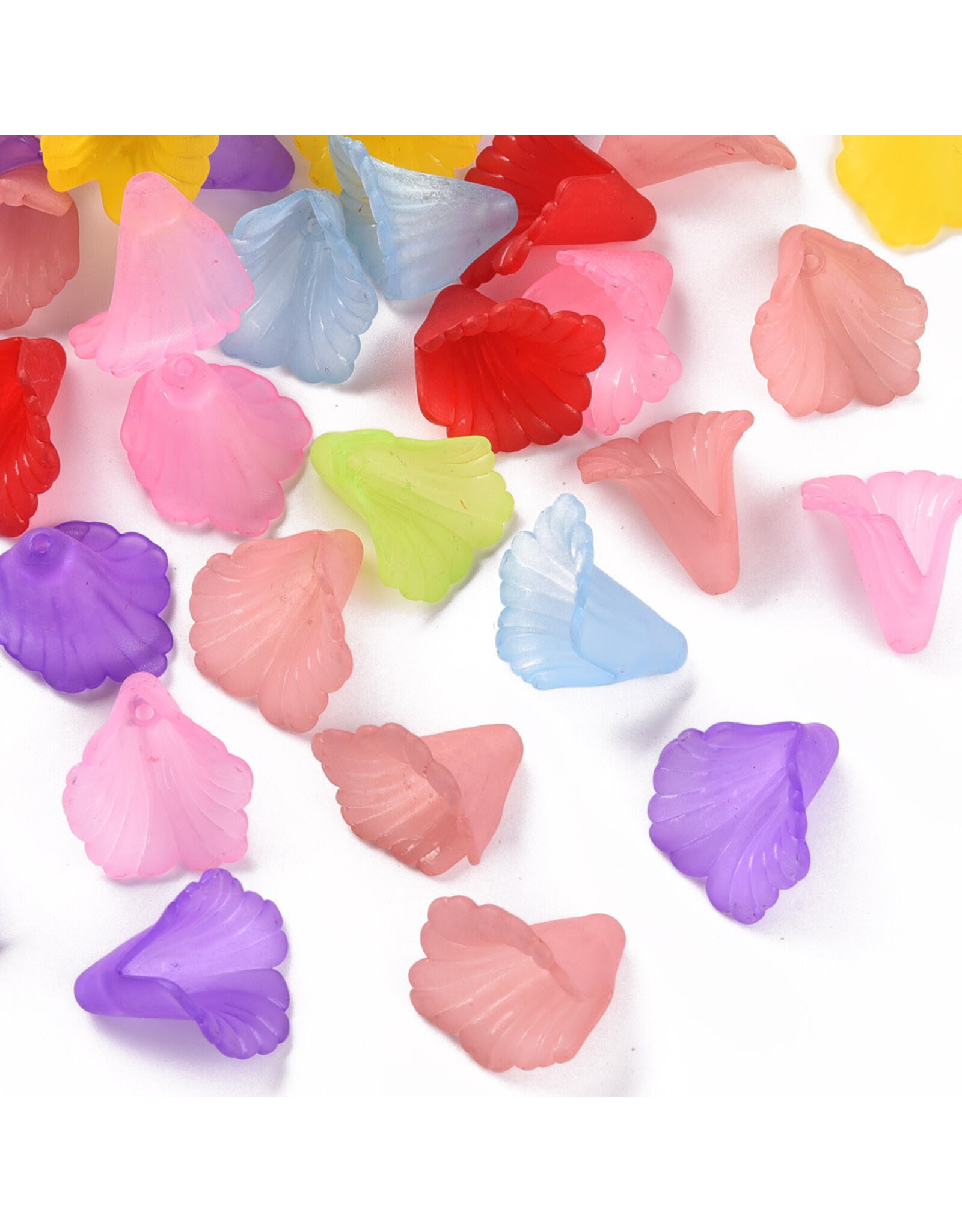 18x17mm Acrylic Flower Cap Assorted Colours  x10 pair
