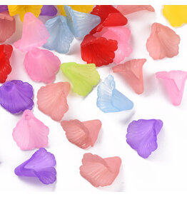 18x17mm Acrylic Flower Cap Assorted Colours  x10 pair