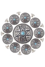 28mm Round Metal Stud With Synthetic Turquoise   x2