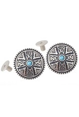 28mm Round Metal Stud With Synthetic Turquoise   x2