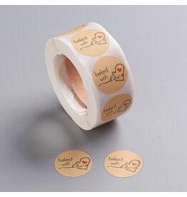 Kraft Sticker  Baked With Love 25mm  x500