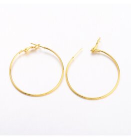 Earring Hoops  40mm Gold Colour  x6   NF