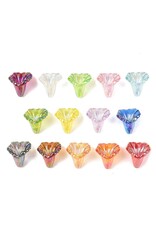 12x9mm Acrylic Flower Cap Assorted Colours  x50