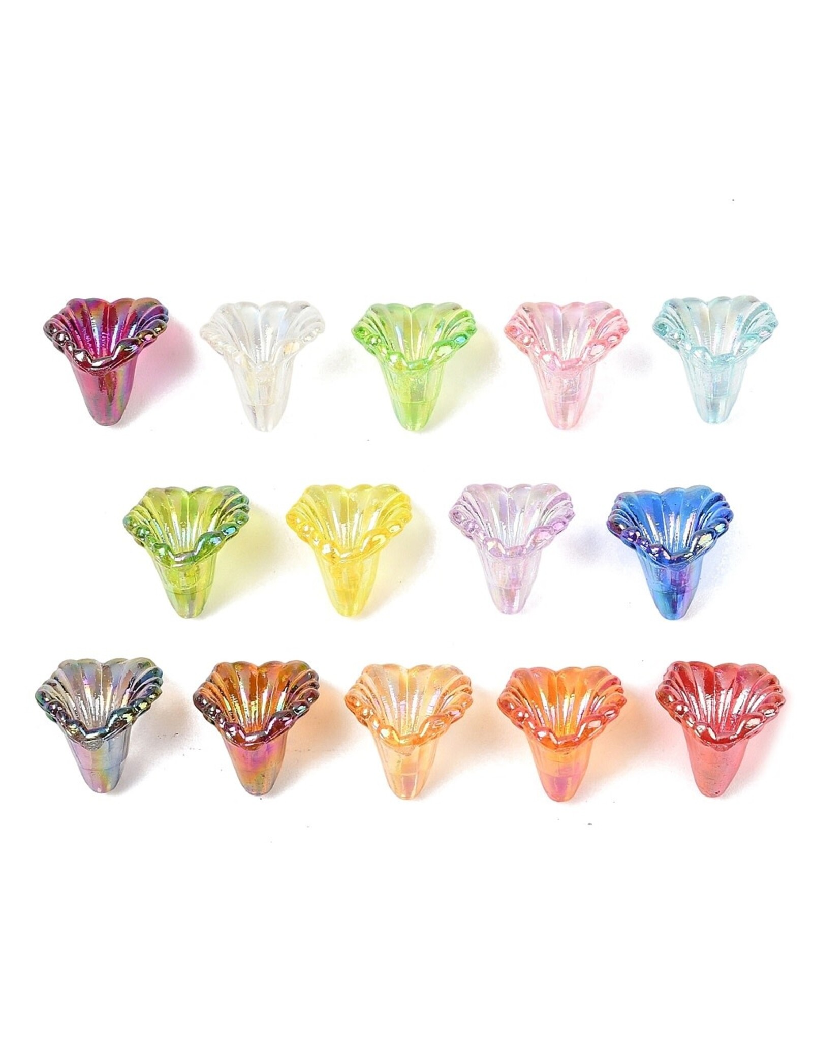 12x9mm Acrylic Flower Cap Assorted Colours  x50