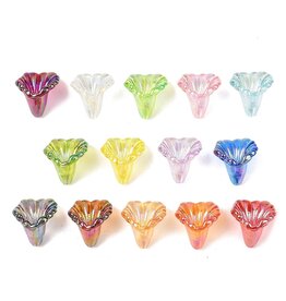 12x9mm Acrylic Flower Cap Assorted Colours  x50