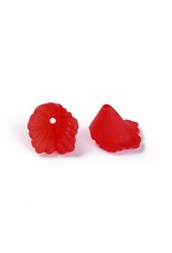 12mm Acrylic  Lily Flower Cap Red Matte  x50