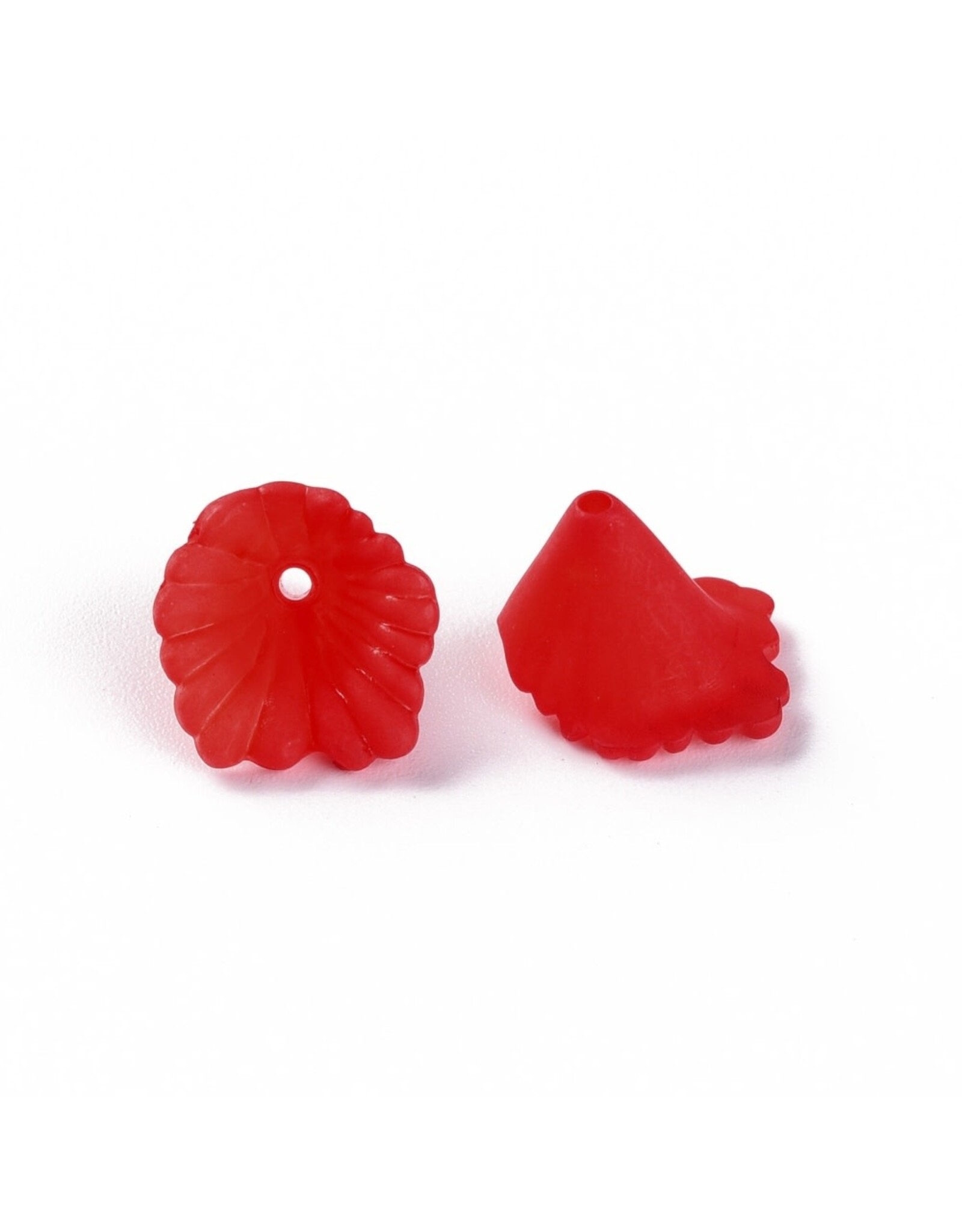 12mm Acrylic  Lily Flower Cap Red Matte  x50