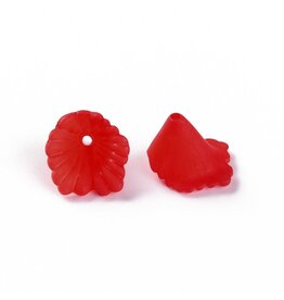 12mm Acrylic  Lily Flower Cap Red Matte  x50