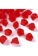12mm Acrylic  Lily Flower Cap Red Matte  x50