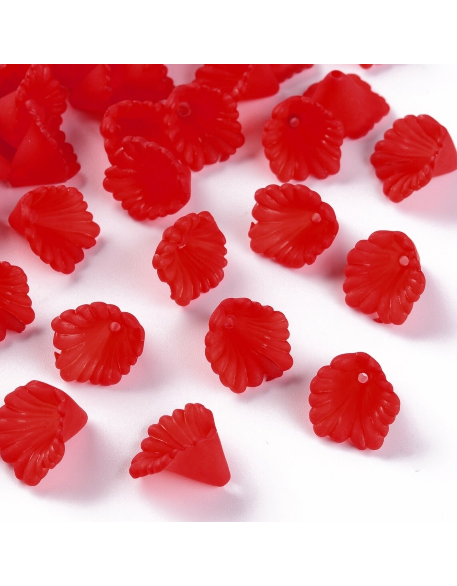 12mm Acrylic  Lily Flower Cap Red Matte  x50
